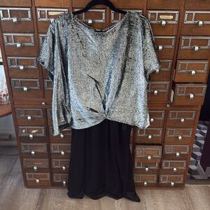 Vintage Silver Layered Disco Dress Large